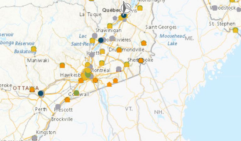 Carte - Polluants atmosphériques aux stations de surveillance
