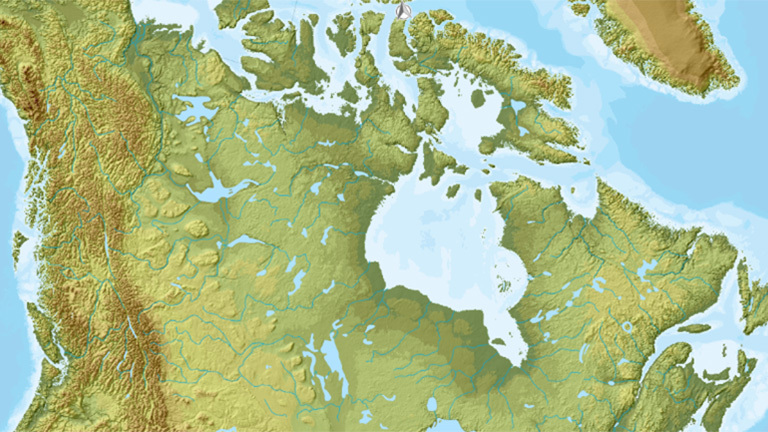 The Atlas of Canada Relief map.