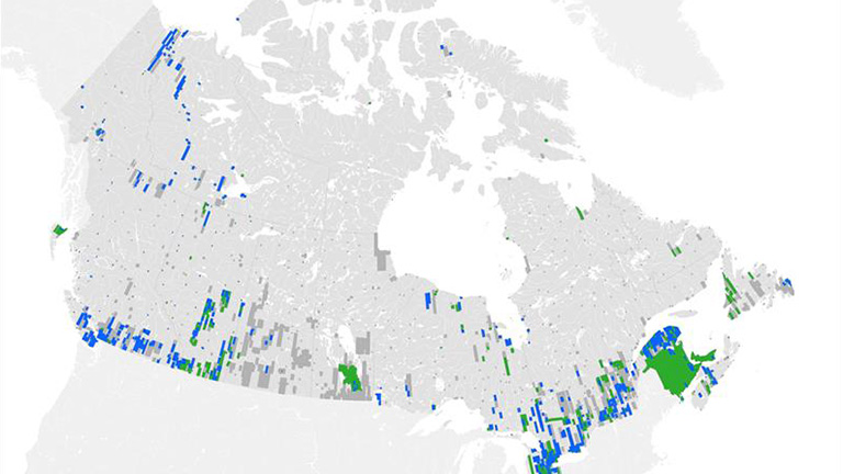 Map of GeoAI feature coverage across Canada
